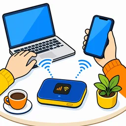持ち運び型ポケット型WiFiのイラスト
